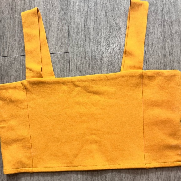Zara Orange Square Neck Crop Top Size Large - Picture 7 of 9